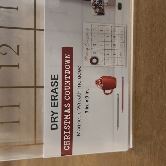 Dry Erase Christmas Countdown Advent Calendar 9"x9" Magnetic Wreath Holiday Deco - Picture 9 of 10